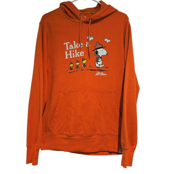L.L. Bean Tops - LL Bean x Peanuts Snoopy Take A Hike Orange Pullover Hoodie Sweatshirt, Size S